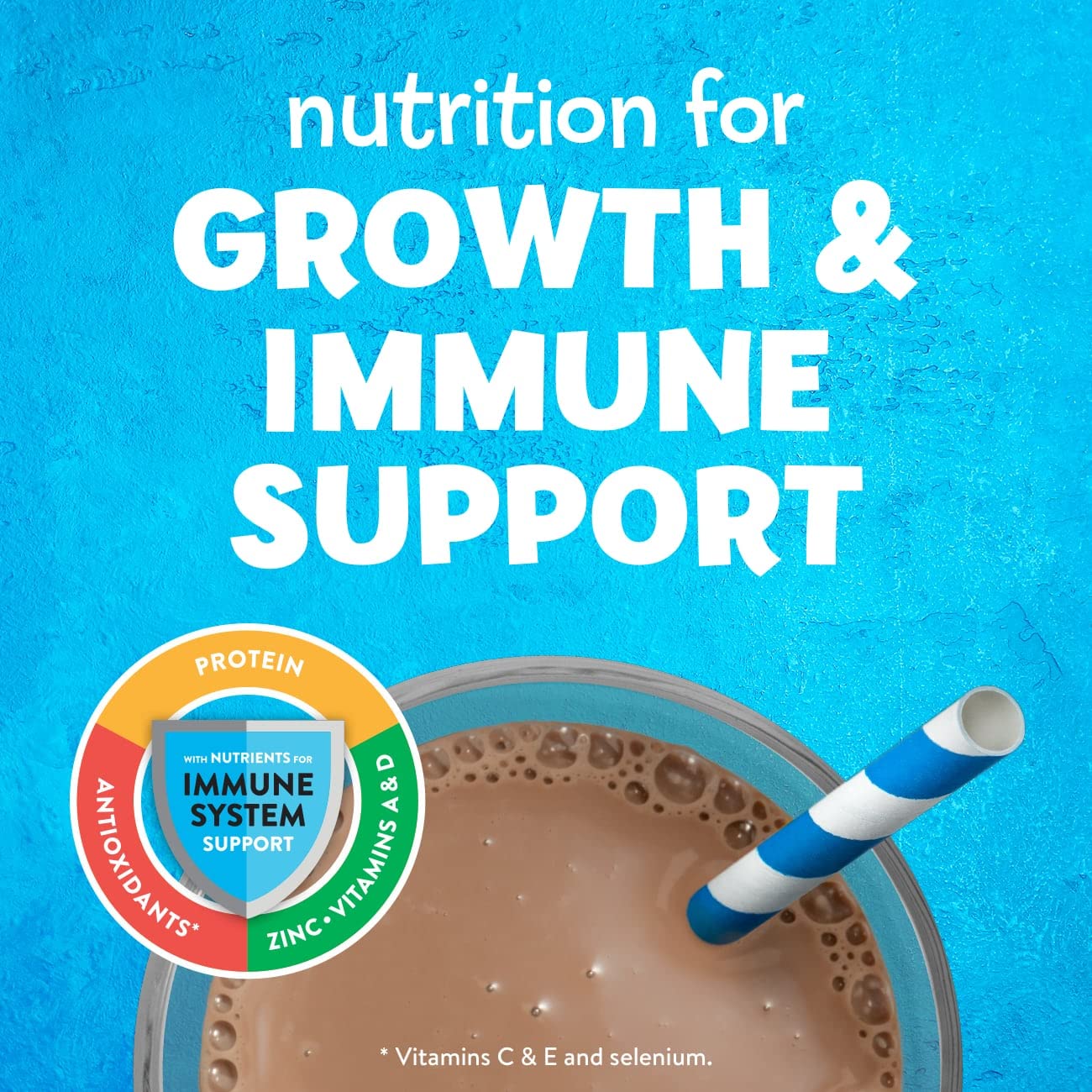 PediaSure Grow & Gain with Immune Support Shake Mix Powder,Kids Shake,23 Vitamins and Minerals,6g Protein,Helps Kids Catch Up On Growth,Non-GMO,Gluten-No,Chocolate,14.1-oz Can,3 Cans—24 Servings - Image 3